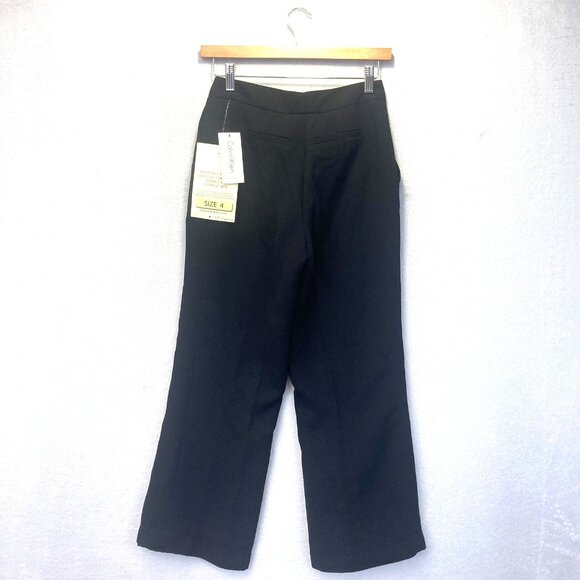 NWT Calvin Klein Wide Leg Dress Pants Womens 4P Petite Black Slacks Trousers - Picture 1 of 14